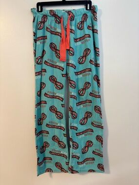 Bacon Forever and Drawstring Blue Pyjama Pants #bacon4ever Pj Bottoms Size Large